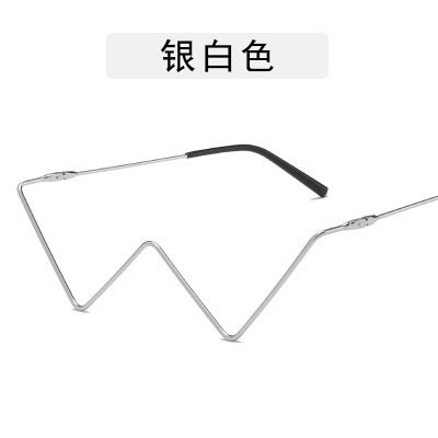 Wholesale Diamond Half Frame Street Shot V-shaped Decorative W-shaped Sunglasses